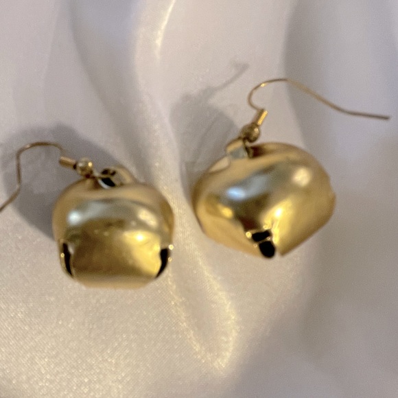 Christmas Holiday Gold Real Bell Earrings, NWOT - Picture 2 of 2